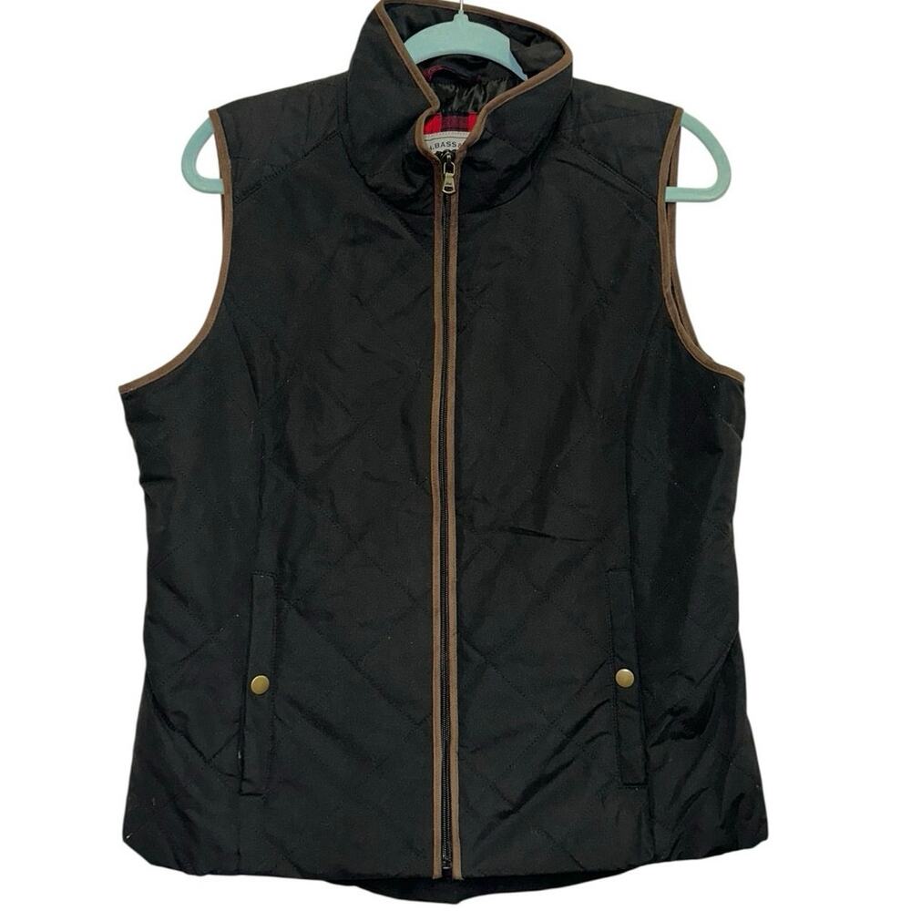 G.H. Bass & Co Quilted Puffer Vest Medium Black Zip Front